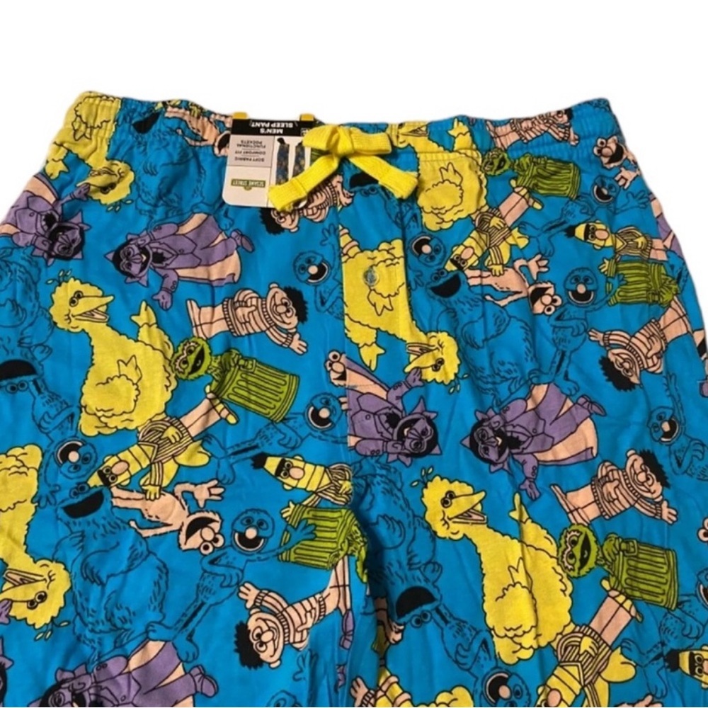 Sesame Street AOP Pastel Character Art Men's Blue Sleep Pajama Pants Sz L NWT - Picture 5 of 8